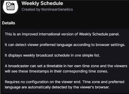 Twitch Streaming Schedule - 5 Ways to Promote and Attract Attention 17 Weekly Schedule Extension on Twitch