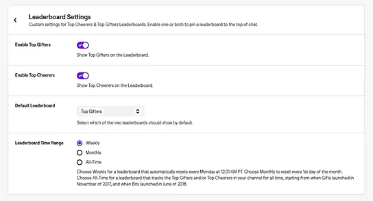 Twitch Gifted Sub Badges - Power up in a Stream (+ 9 FAQs Answered) 13 Gifted Sub Badges Leaderboard-settings