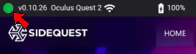 Image showing green signal when oculus is connected to sidequest