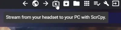 image showing icon for streaming from headset in Sidequest app