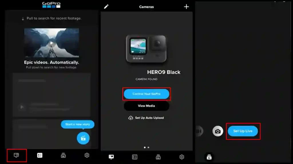 How to stream IRL on Twitch from GoPro Steps 1 to 5 Screenshots