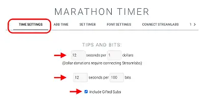 Image showing time added per donation and bits received