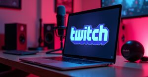 A macbook showing Twitch on its screen and is a featured image for "Is a MacBook Good for Streaming on Twitch"